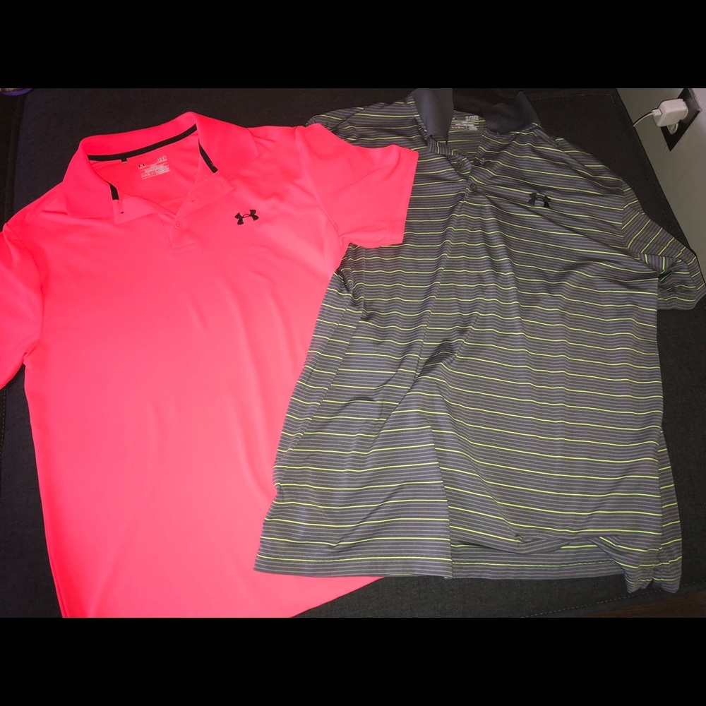BUNDLE of two mens under armour heat gear polos